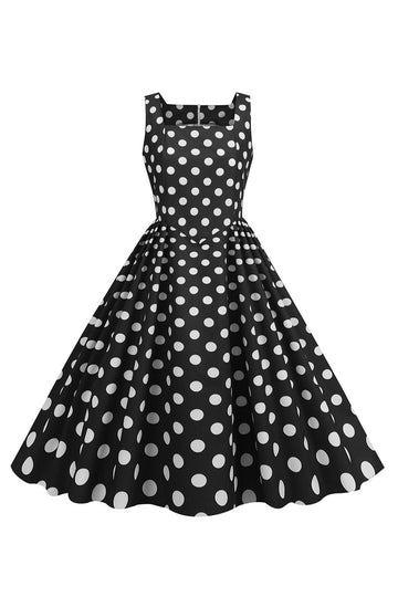Sort Polka Dots Vintage 1950'erne Kjole